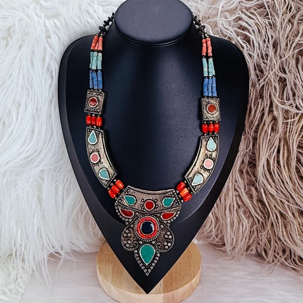 Bohemian chic southwestern style Colorful Statement Necklace